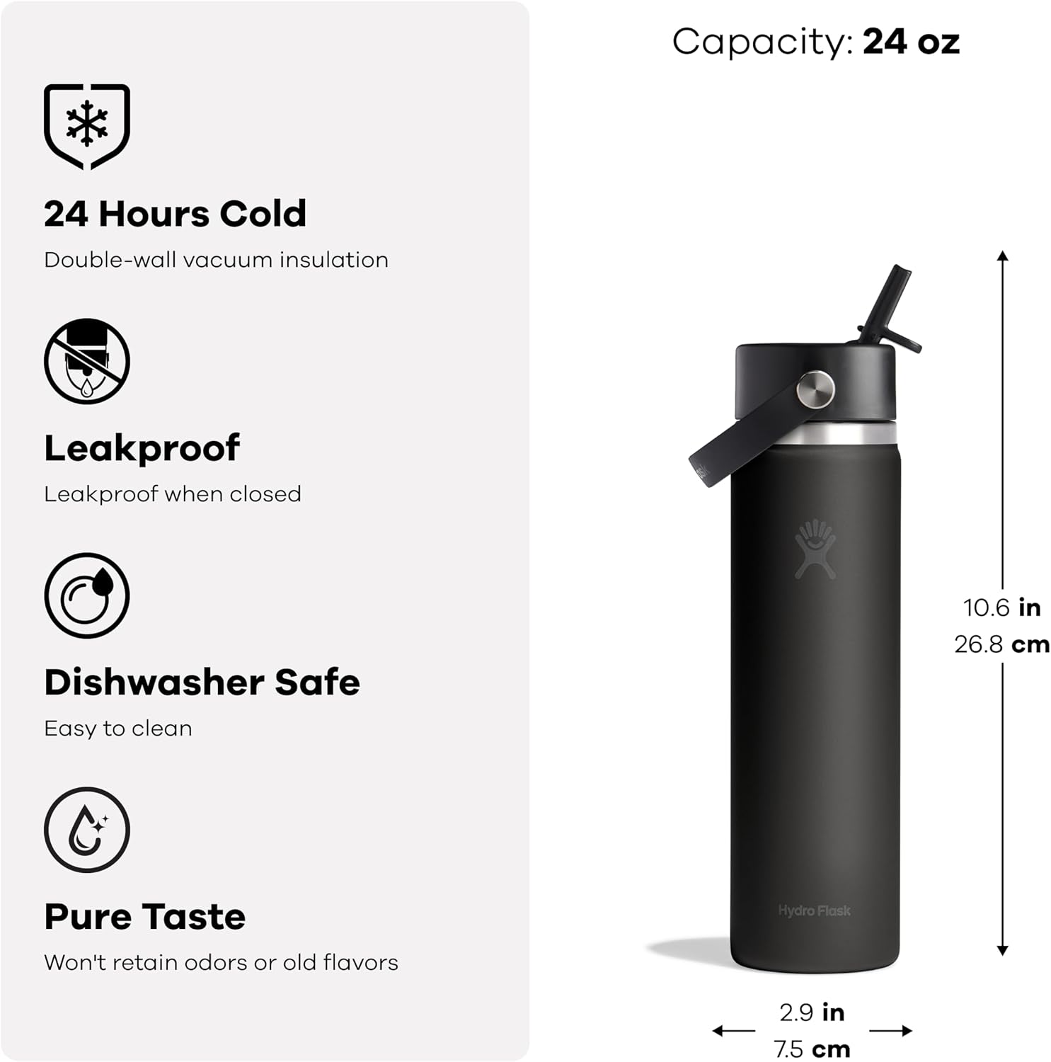 Hydro Flask Burgundy Wide Flex Straw Cap Bottle 24 oz, 1 EA