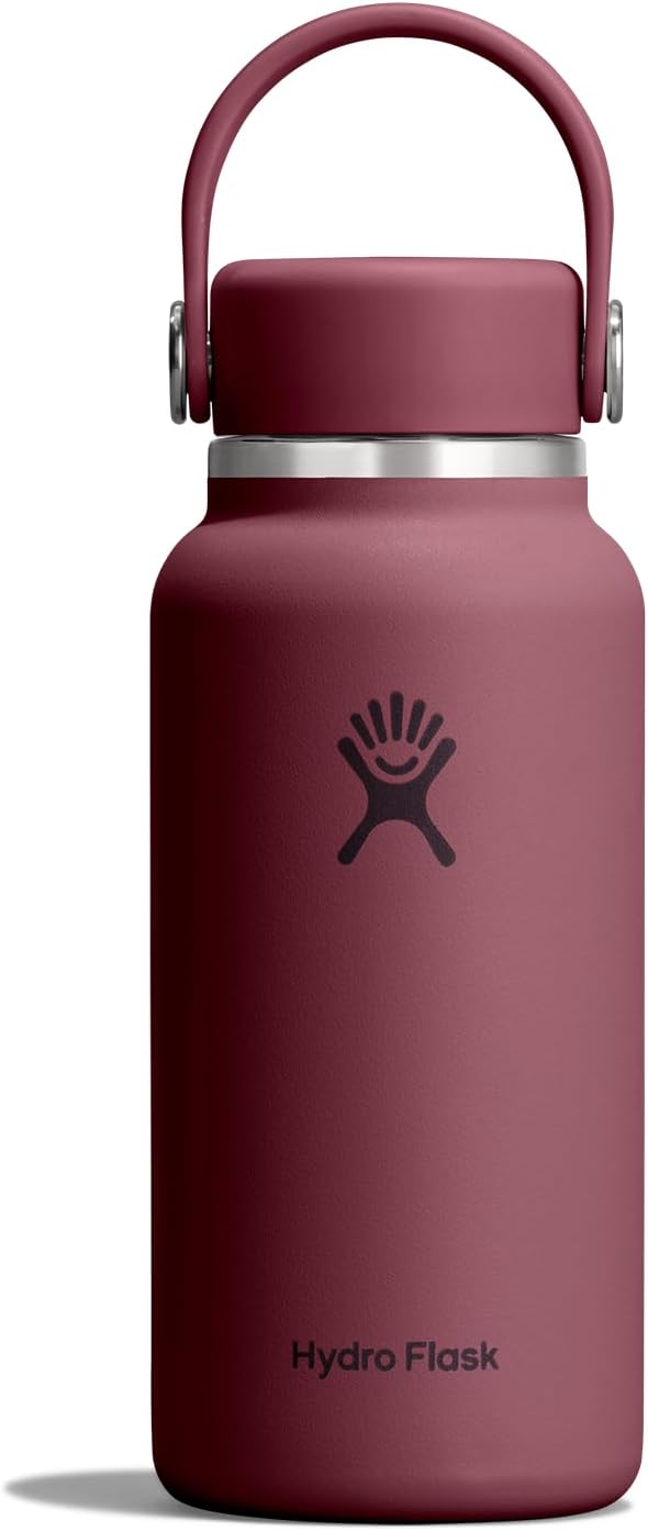 Hydro Flask Micro Bottle - Insulated Mini Leak Proof Flask for Purse or Pocket in 10 Oz Burgundy