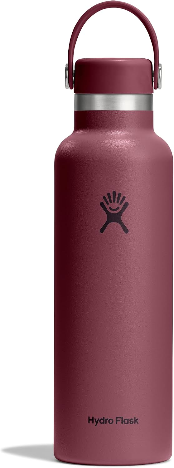 Hydro Flask Water Bottle - Insulated Stainless Steel - Non Spill, Leakproof in 21 Oz Burgundy