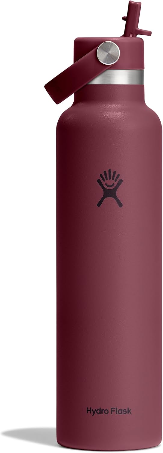 Hydro Flask Water Bottle - Insulated Stainless Steel - Straw Lid, Non Spill, Leakproof in 24 Oz Popstar Pink Burgundy