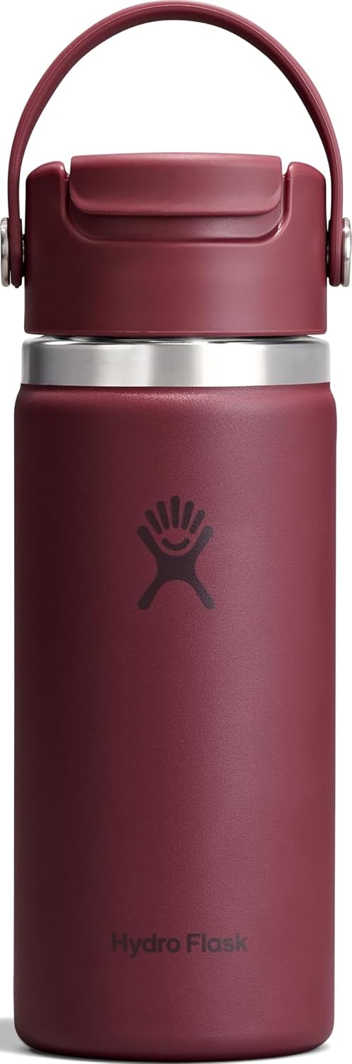 Hydro Flask Flip Sip Coffee Tumbler Mug – Insulated Stainless Steel, Non Spill, Leak Proof Travel Coffee Cup 16 Oz Burgundy