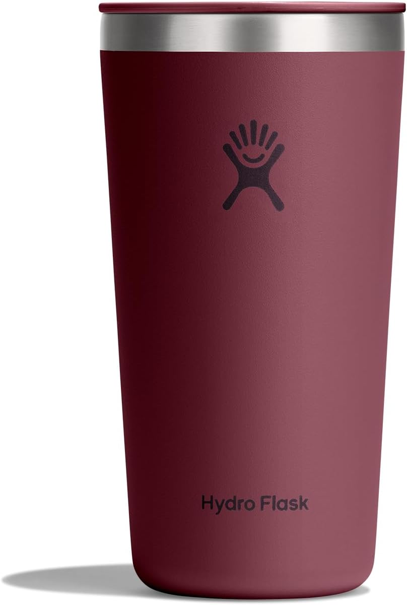 Hydro Flask All Around Tumbler Press-In Lid, Insulated Travel Mug, Stainless Steel Coffee Cup 20 Oz Burgundy