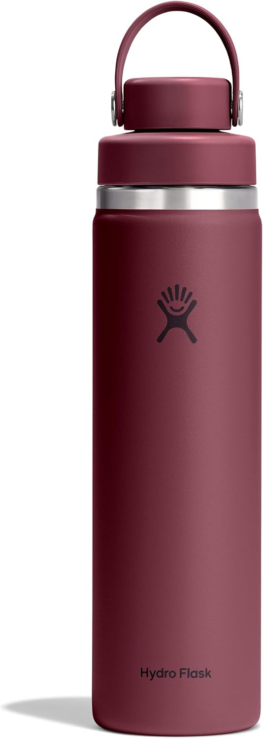 Hydro Flask Water Bottle - Insulated Stainless Steel - Wide Mouth Flex Chug Lid, Non Spill, Leakproof in 24 Oz Burgundy