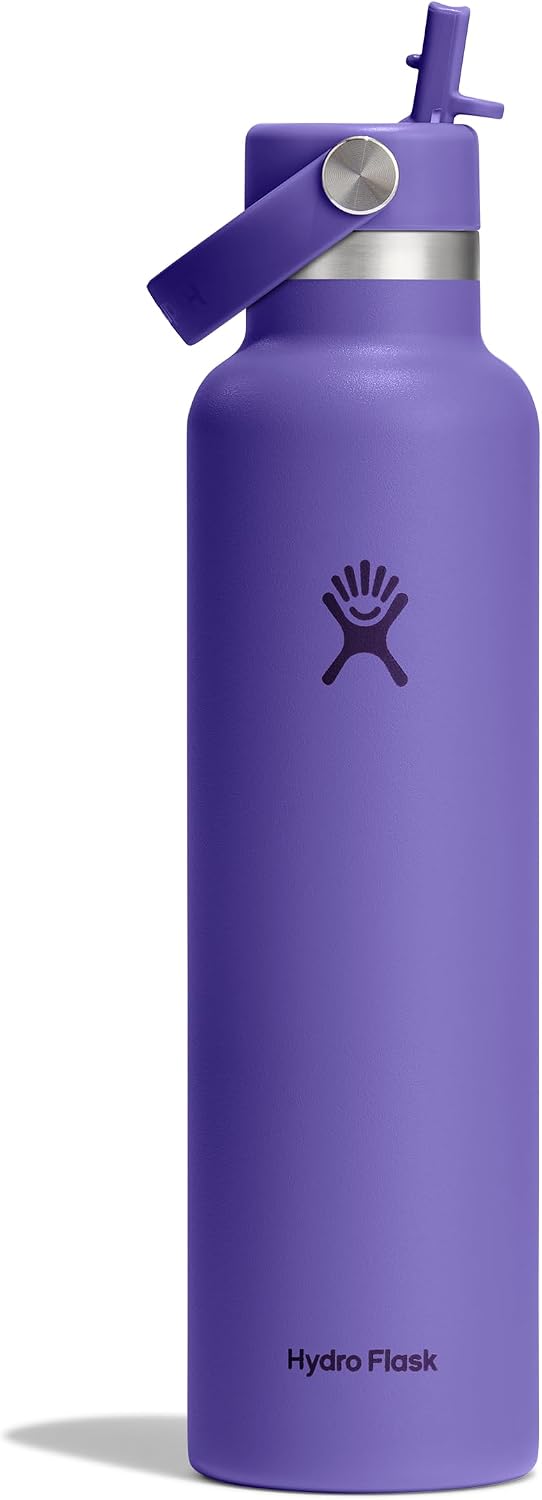 Hydro Flask Water Bottle - Insulated Stainless Steel - Straw Lid, Non Spill, Leakproof in 24 Oz Popstar Pink Utopia Purple