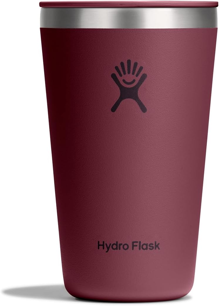 Hydro Flask All Around Tumbler Press-In Lid, Insulated Travel Mug, Stainless Steel Coffee Cup 16 Oz Burgundy