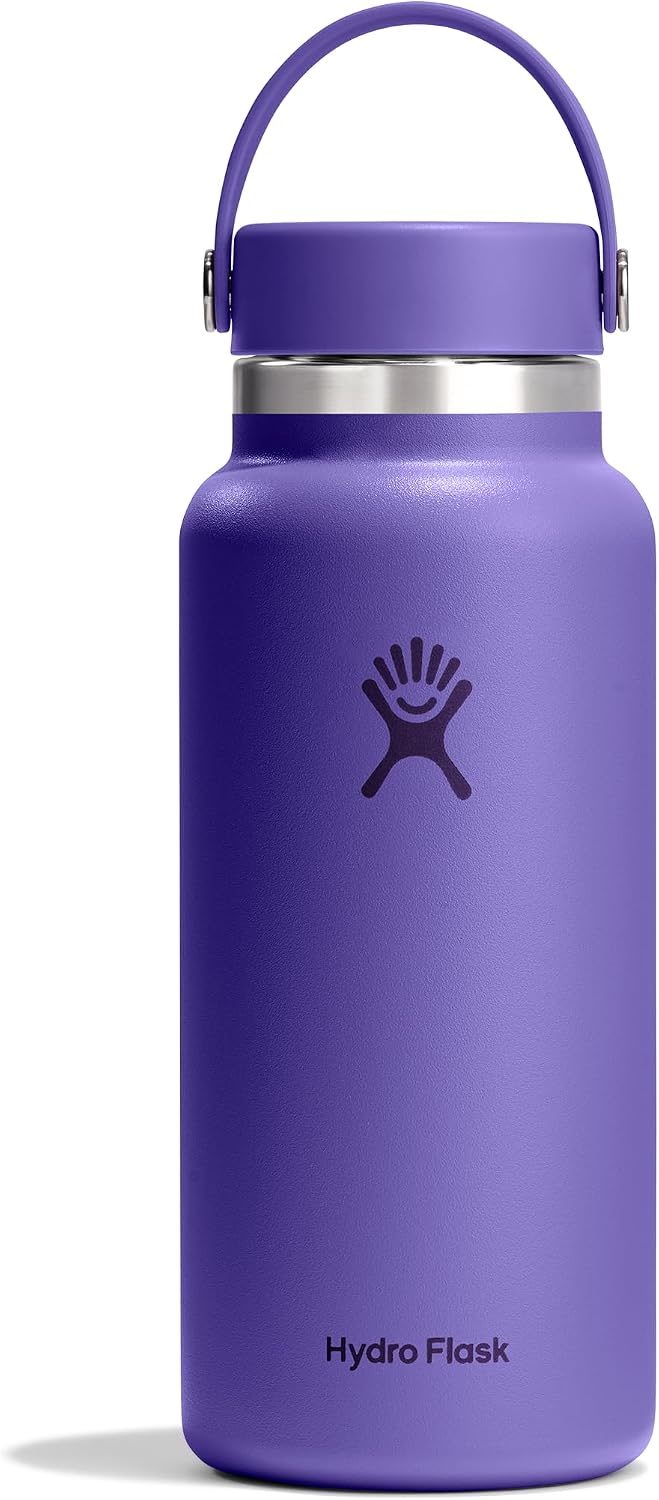 Hydro Flask Water Bottle - Insulated Stainless Steel - Wide Mouth Flex Lid, Non Spill, Leakproof and Refillable in 32 Oz Utopia Purple