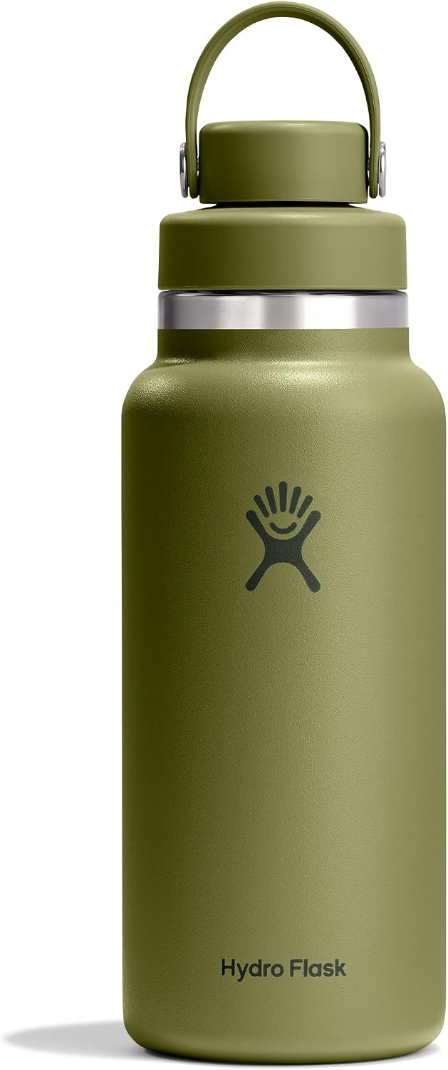 Hydro Flask Water Bottle - Insulated Stainless Steel - Wide Mouth Flex Chug Lid, Non Spill, Leakproof in 32 Oz Palmer Green