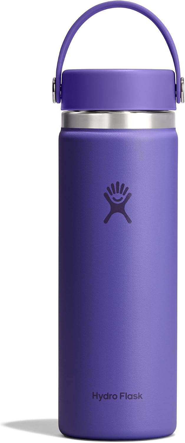 Hydro Flask Water Bottle - Insulated Stainless Steel - Wide Mouth Flex Lid, Non Spill, Leakproof and Refillable in 20 Oz Utopia Purple