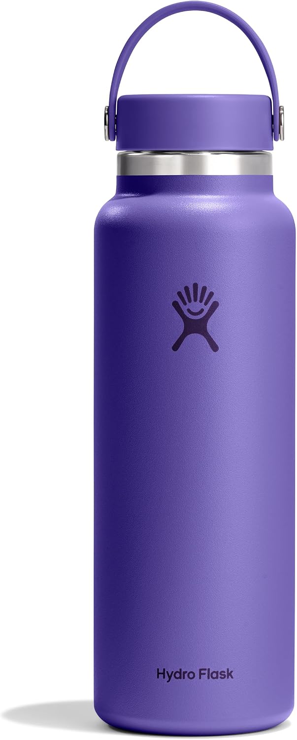 Hydro Flask Water Bottle - Insulated Stainless Steel - Wide Mouth Flex Lid, Non Spill, Leakproof and Refillable in 40 Oz Utopia Purple