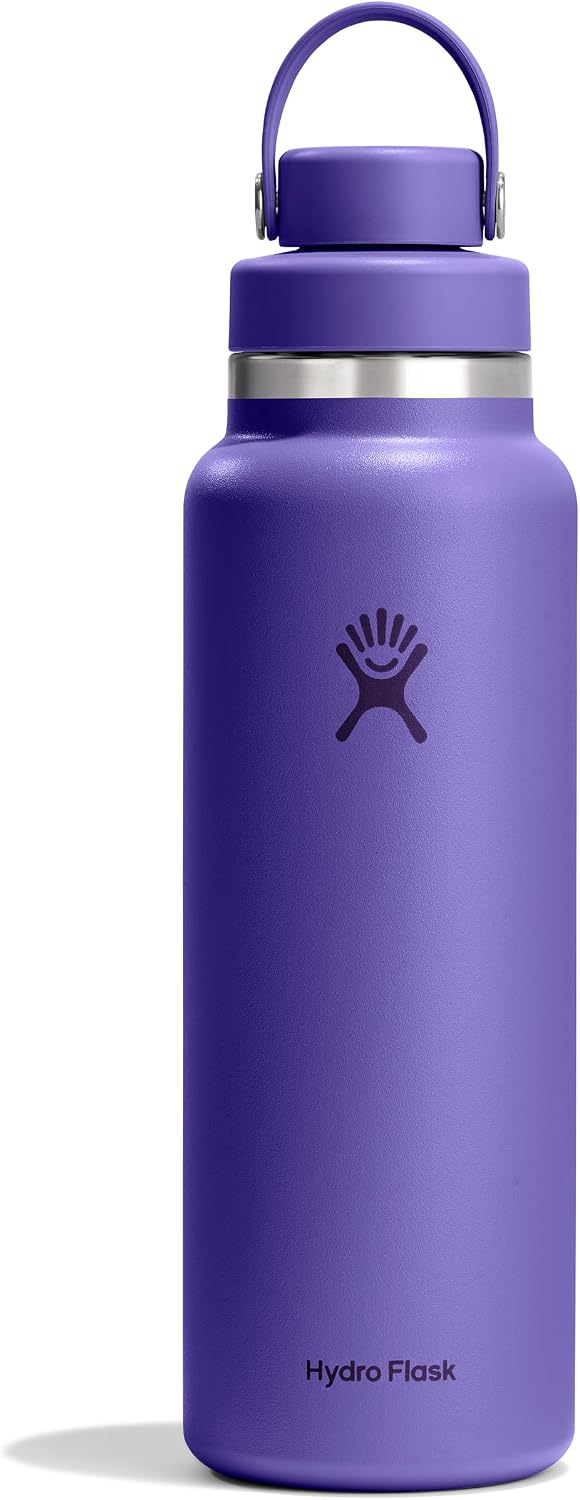Hydro Flask Water Bottle - Insulated Stainless Steel - Wide Mouth Flex Chug Lid, Non Spill, Leakproof in 40 Oz Utopia Purple