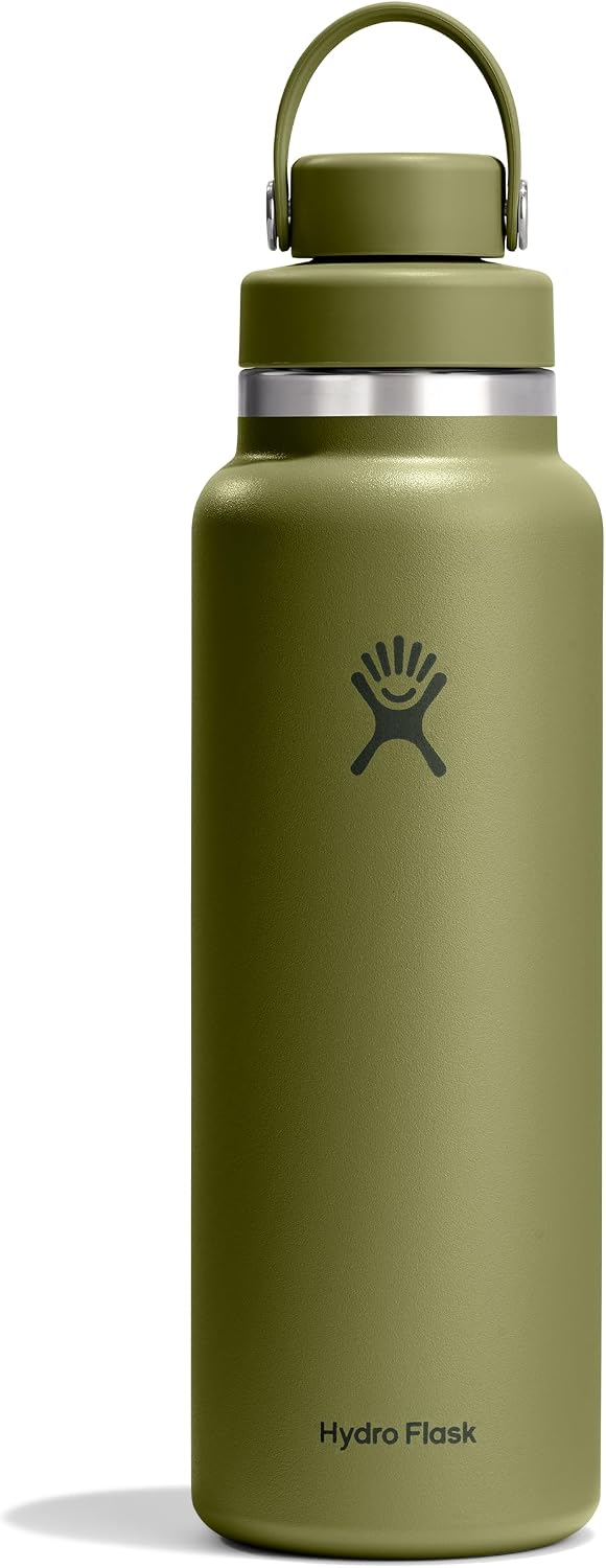 Hydro Flask Water Bottle - Insulated Stainless Steel - Wide Mouth Flex Chug Lid, Non Spill, Leakproof in 40 Oz Palmer Green