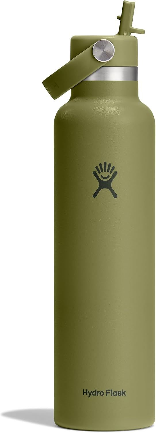 Hydro Flask Water Bottle - Insulated Stainless Steel - Straw Lid, Non Spill, Leakproof in 24 Oz Popstar Pink Palmer Green