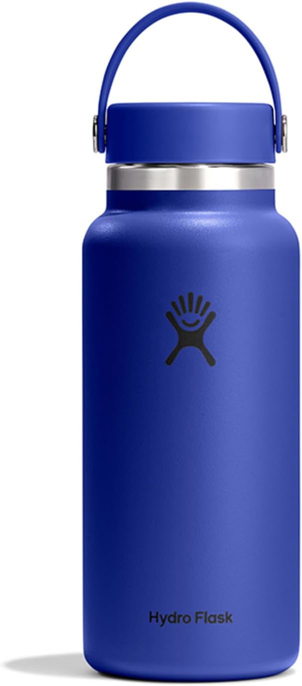 Hydro Flask Water Bottle - Insulated Stainless Steel - Wide Mouth Flex Lid, Non Spill, Leakproof and Refillable in 32 Oz Capri Blue