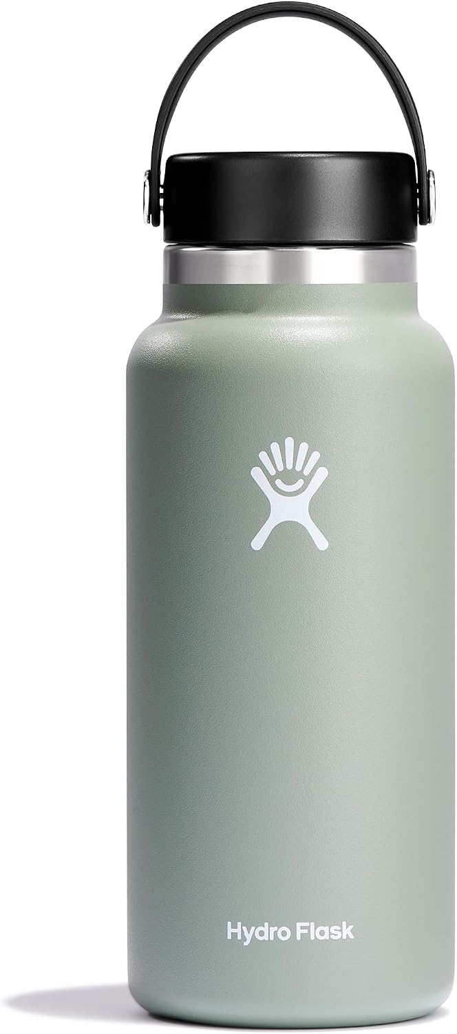 Hydro Flask Water Bottle - Insulated Stainless Steel - Wide Mouth Flex Lid, Non Spill, Leakproof and Refillable in 32 Oz Agave
