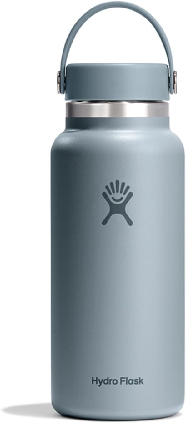 Hydro Flask Water Bottle - Insulated Stainless Steel - Wide Mouth Flex Lid, Non Spill, Leakproof and Refillable in 32 Oz Shale Gray