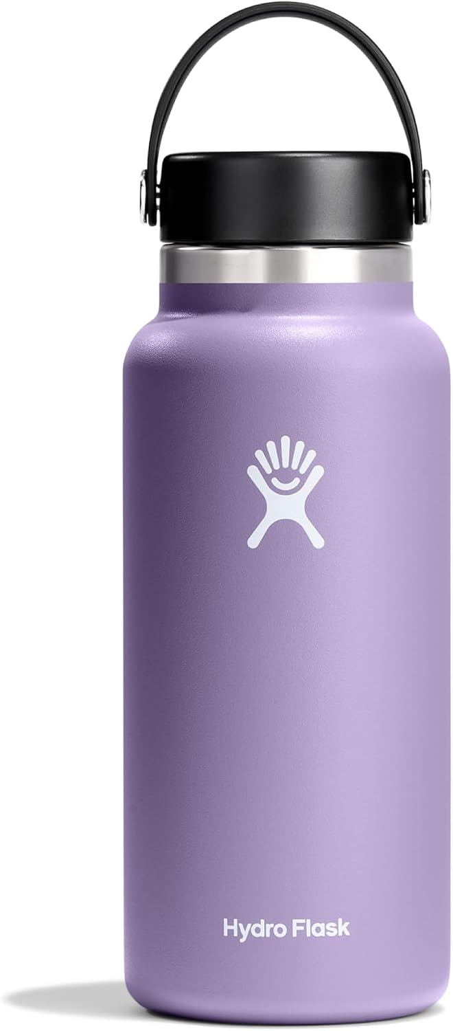 Hydro Flask Water Bottle - Insulated Stainless Steel - Wide Mouth FLex Lid, Non Spill, Leakproof and Refillable in 32 Oz Moonshadow