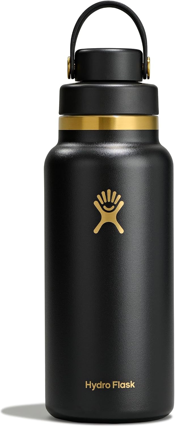 Hydro Flask Water Bottle - Insulated Stainless Steel - Wide Mouth Flex Chug Lid, Non-Spill, Leakproof in 32 Oz Black Tie