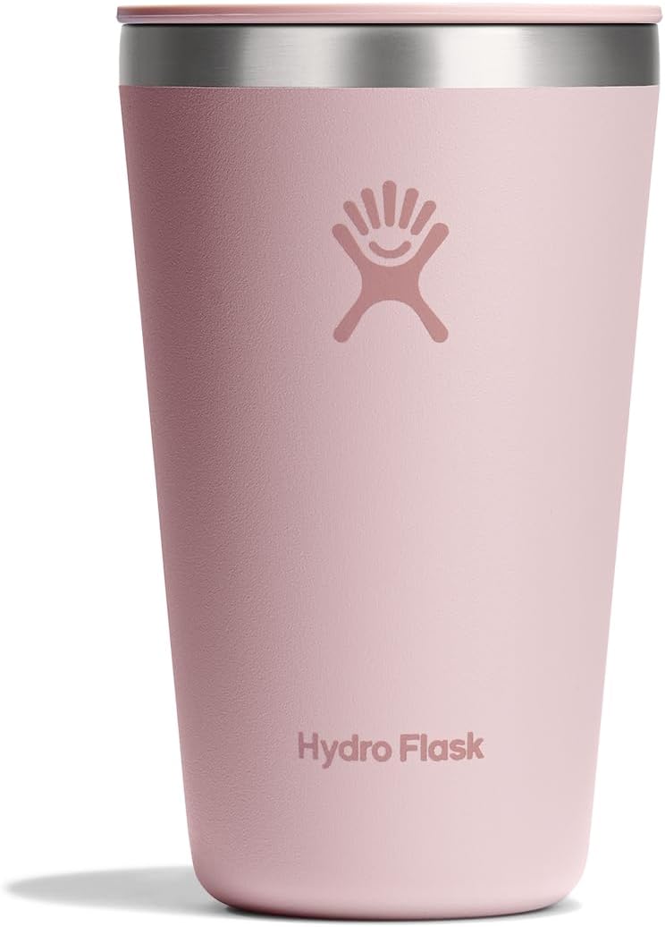 Hydro Flask All Around Tumbler Press-In Lid, Insulated Travel Mug, Stainless Steel Coffee Cup 16 Oz Trillium Pink Tonal Trillium