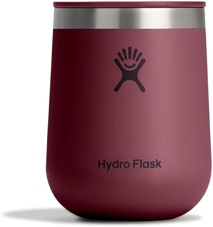 Hydro Flask 10 Oz Wine Glass - Ceramic Stemless Wine Tumbler - Unbreakable with Lid in Burgundy