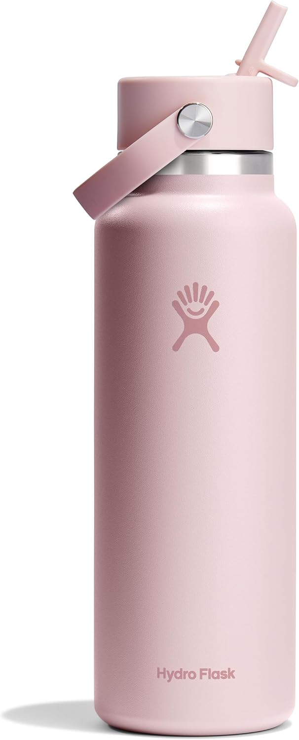 Hydro Flask Water Bottle - Insulated Stainless Steel - Wide Straw Lid, Non Spill, Leakproof in 40 Oz Agave Green TONAL TRILLIUM