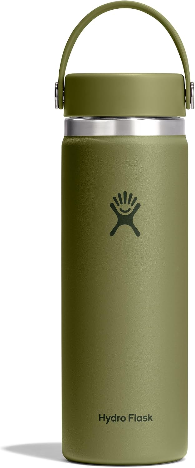 Hydro Flask Water Bottle - Insulated Stainless Steel - Wide Mouth Flex Lid, Non Spill, Leakproof and Refillable in 20 Oz Palmer Green