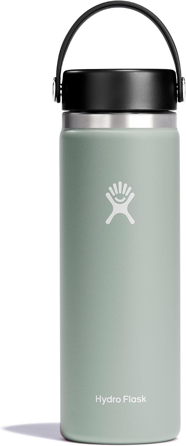 Hydro Flask Water Bottle - Insulated Stainless Steel - Wide Mouth Flex Lid, Non Spill, Leakproof and Refillable in 20 Oz Agave