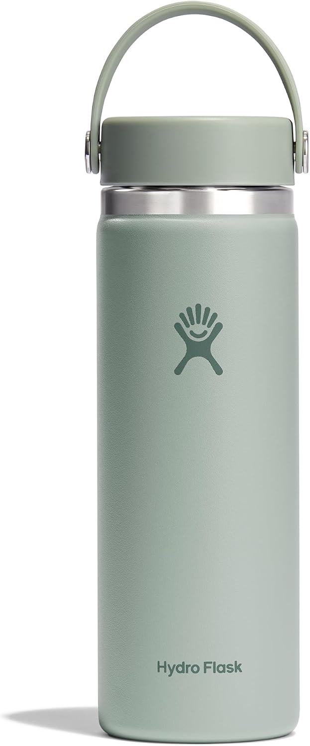 Hydro Flask Water Bottle - Insulated Stainless Steel - Wide Mouth Flex Lid, Non Spill, Leakproof and Refillable in 20 Oz Tonal Agave