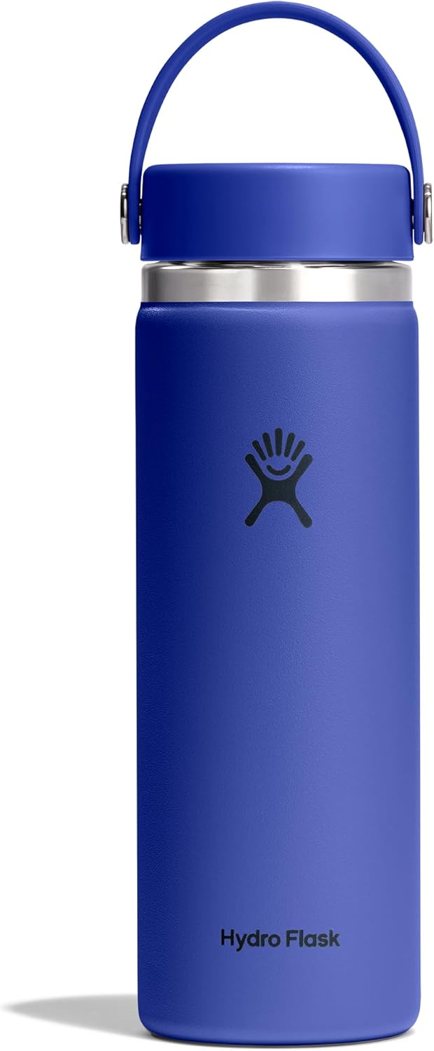 Hydro Flask Water Bottle - Insulated Stainless Steel - Wide Mouth Flex Lid, Non Spill, Leakproof and Refillable in 20 Oz Capri Blue