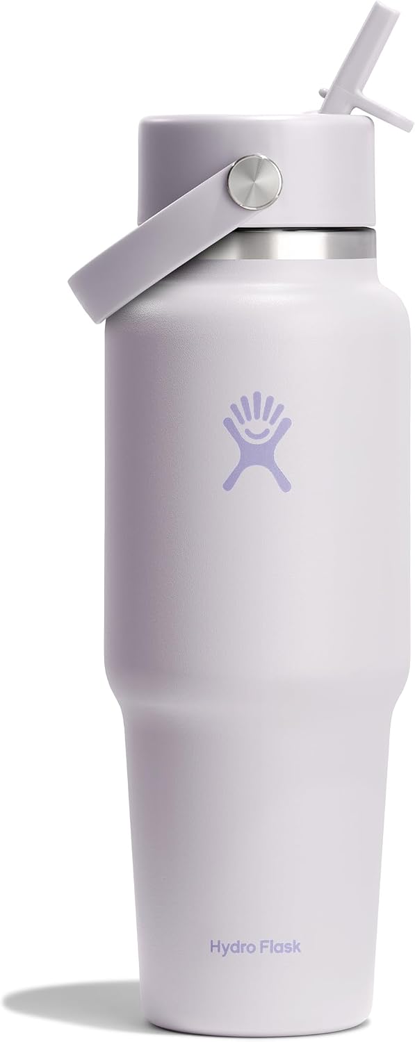 Hydro Flask Travel Water Bottle - Insulated Stainless Steel - Wide Straw Lid, Non Spill, Leakproof in 32 Oz Cloud Pink Could Pink