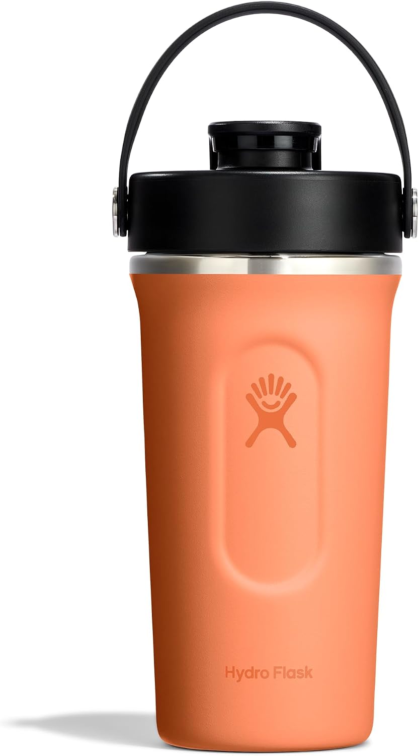 Hydro Flask Shaker Bottle – Insulated Stainless Steel Gym Bottle for Pre Workout & Protein 24 Oz Nectar Orange