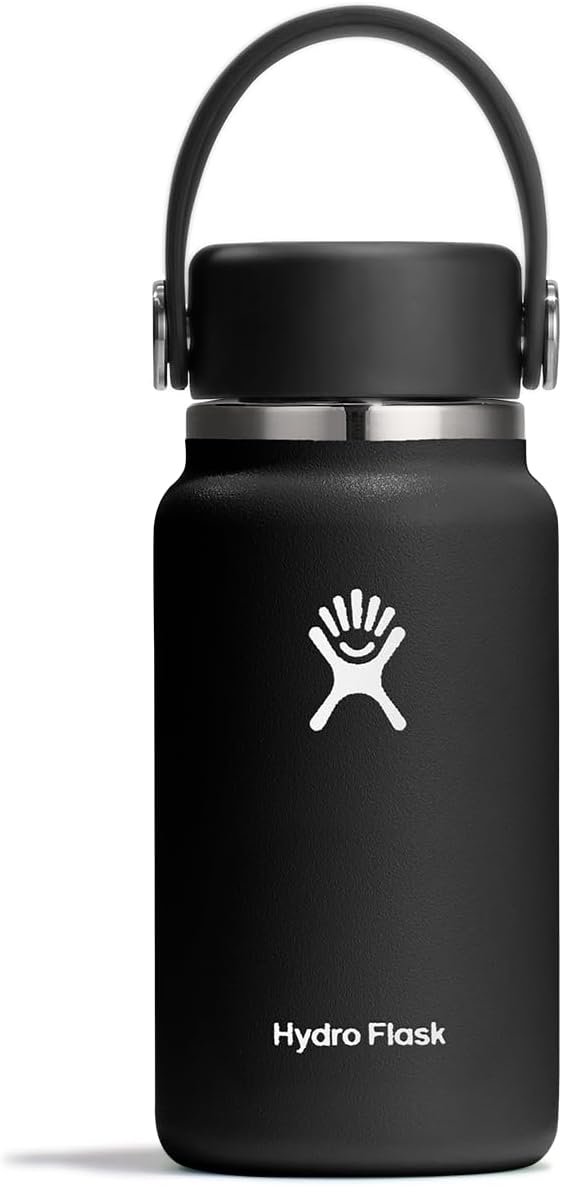 Hydro Flask Micro Bottle - Leak Proof Purse or Pocket Flask - Insulated Mini Water Bottle 6.7 Oz Black