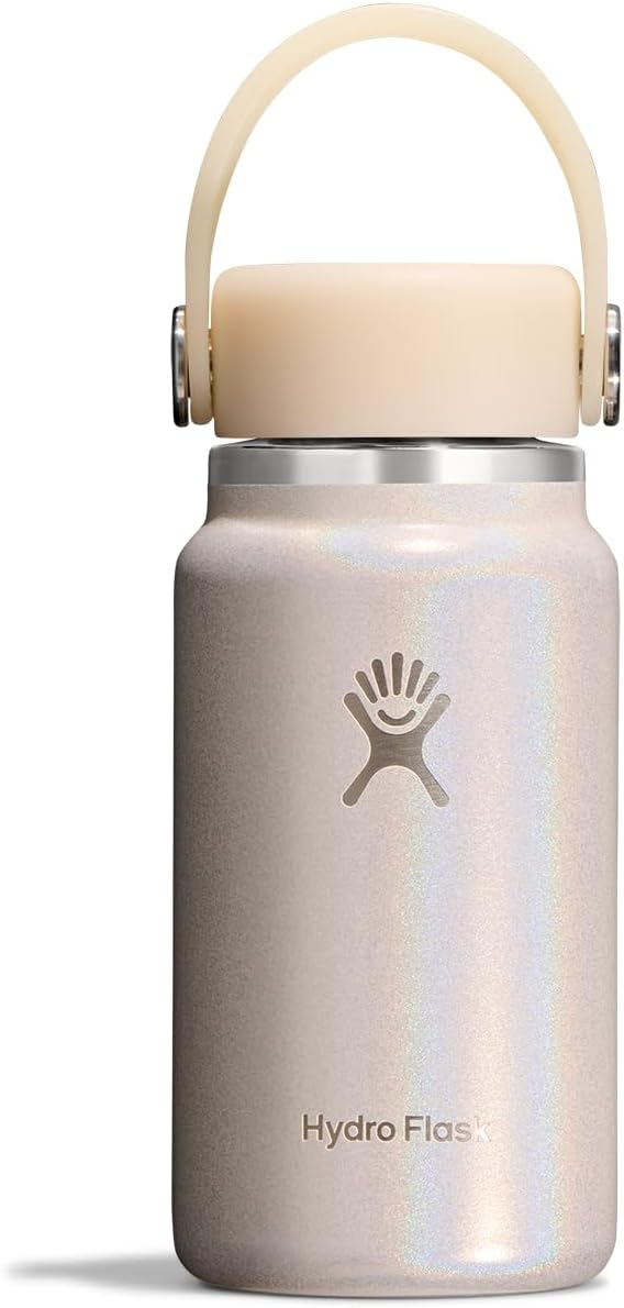 Hydro Flask Micro Bottle - Leak Proof Purse or Pocket Flask - Insulated Mini Water Bottle 6.7 Oz Glimmer Cream