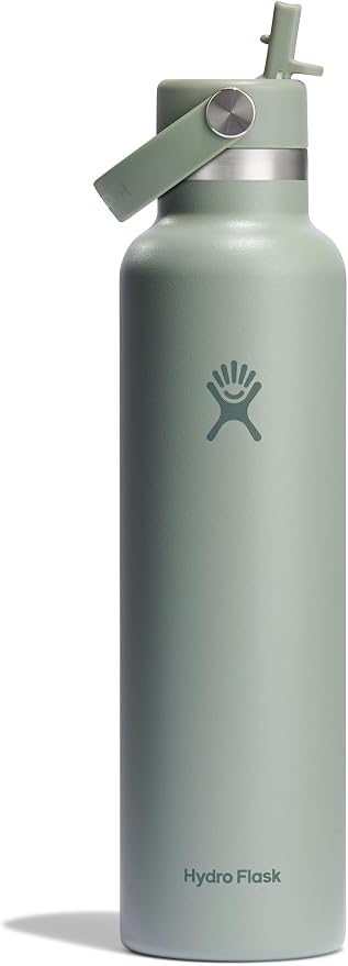 Hydro Flask Water Bottle - Insulated Stainless Steel - Straw Lid, Non Spill, Leakproof 24 Oz Agave Green