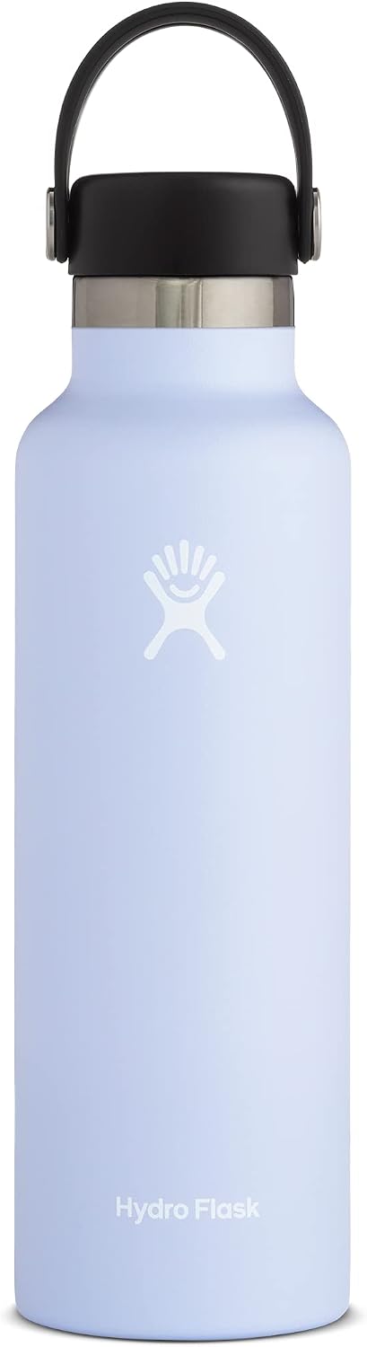 Hydro Flask 21 oz. Water Bottle - Stainless Steel, Reusable, Vacuum Insulated with Standard Mouth Flex Lid , Fog