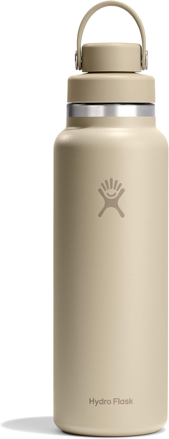 Hydro Flask Water Bottle - Insulated Stainless Steel - Wide Mouth Flex Chug Lid, Non Spill, Leakproof in 40 Oz Tonal Oat Tan
