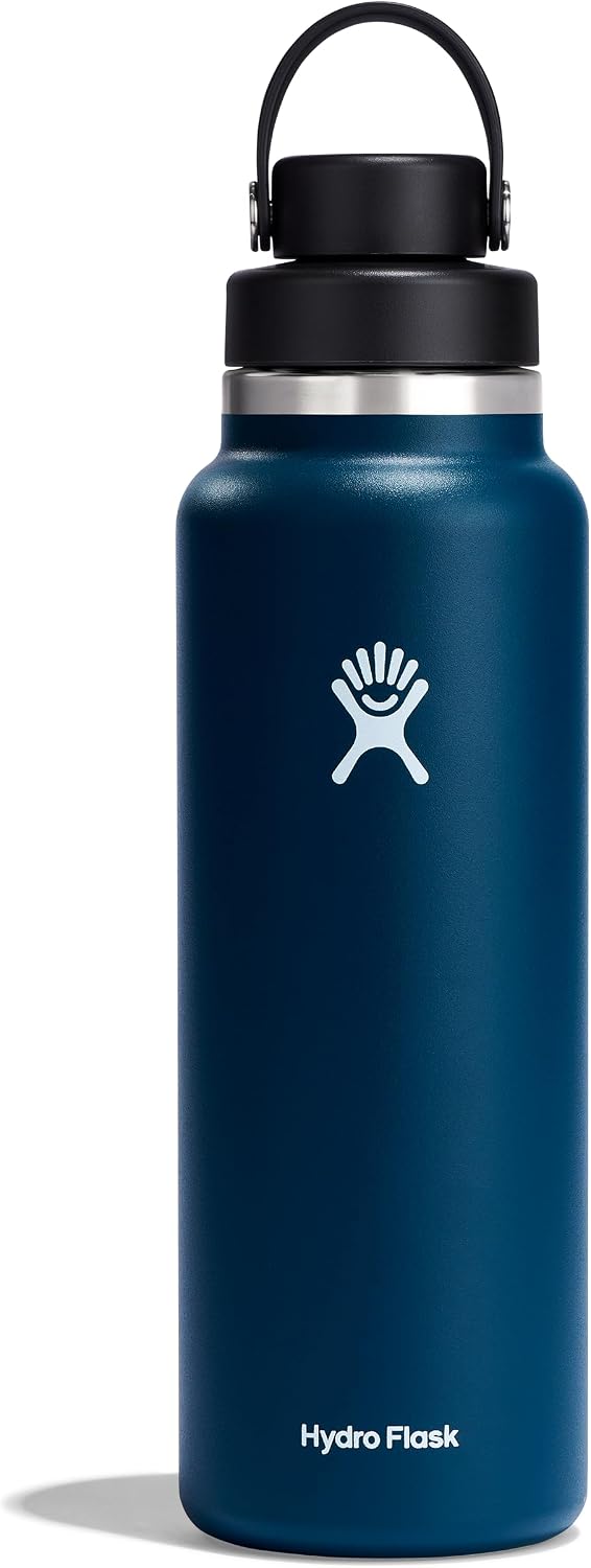 Hydro Flask Water Bottle - Insulated Stainless Steel - Wide Mouth Chug Lid, Non Spill, Leakproof in 40 Oz Indigo Blue