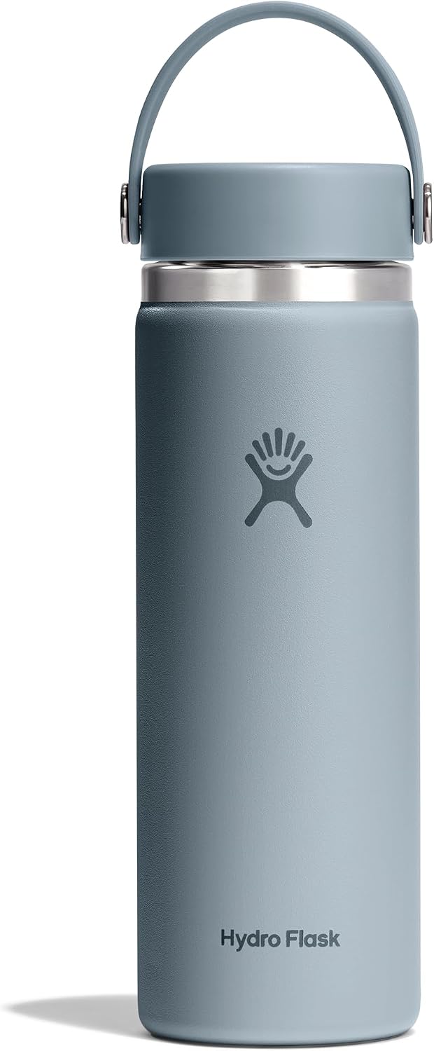 Hydro Flask Water Bottle - Insulated Stainless Steel - Wide Mouth Flex Lid, Non Spill, Leakproof and Refillable in 20 Oz Shale Gray