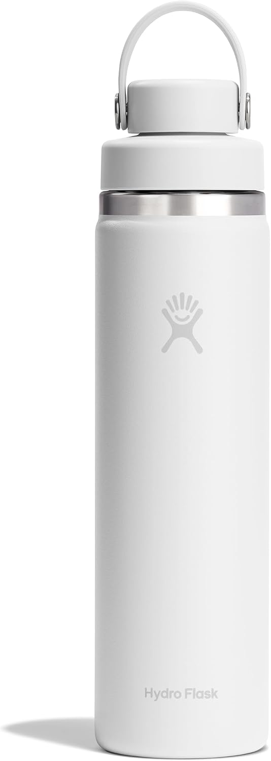 Hydro Flask Water Bottle - Insulated Stainless Steel - Wide Mouth Flex Chug Lid, Non Spill, Leakproof in 24 Oz Tonal White