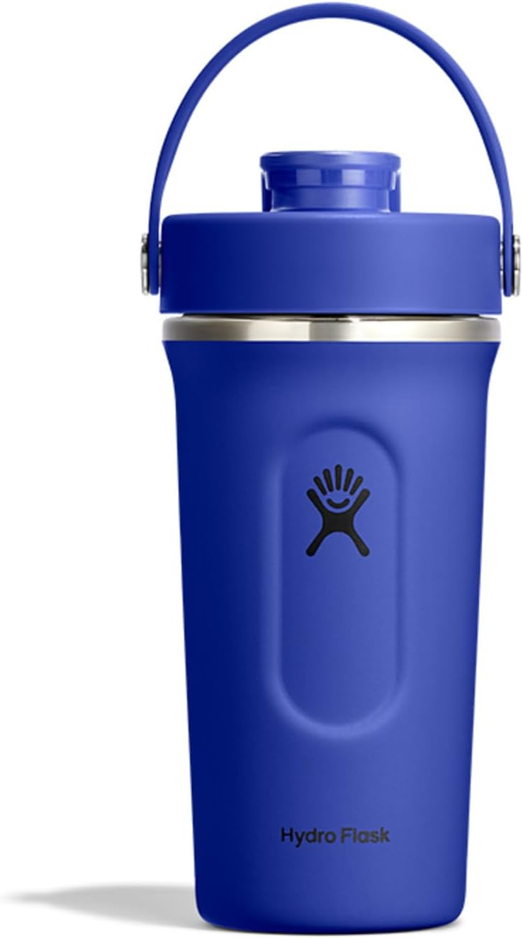 Hydro Flask Shaker Bottle – Insulated Stainless Steel Gym Bottle for Pre Workout & Protein 24 Oz Capri Blue