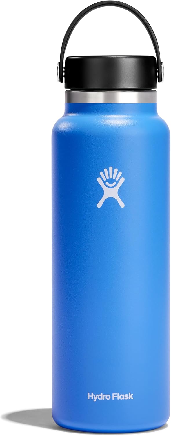 Hydro Flask Water Bottle - Insulated Stainless Steel - Wide Mouth Flex Lid, Non Spill, Leakproof and Refillable in 40 Oz Cascade