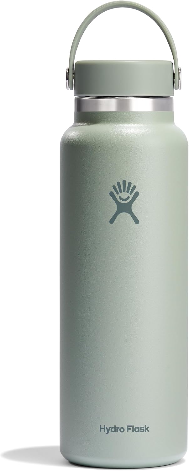Hydro Flask Water Bottle - Insulated Stainless Steel - Wide Mouth Flex Lid, Non Spill, Leakproof and Refillable in 40 Oz Tonal Agave