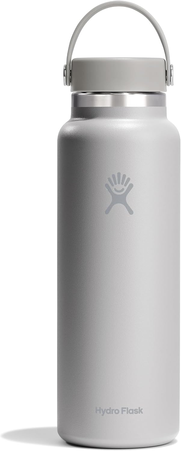 Hydro Flask Water Bottle - Insulated Stainless Steel - Wide Mouth Flex Lid, Non Spill, Leakproof and Refillable in 40 Oz Birch