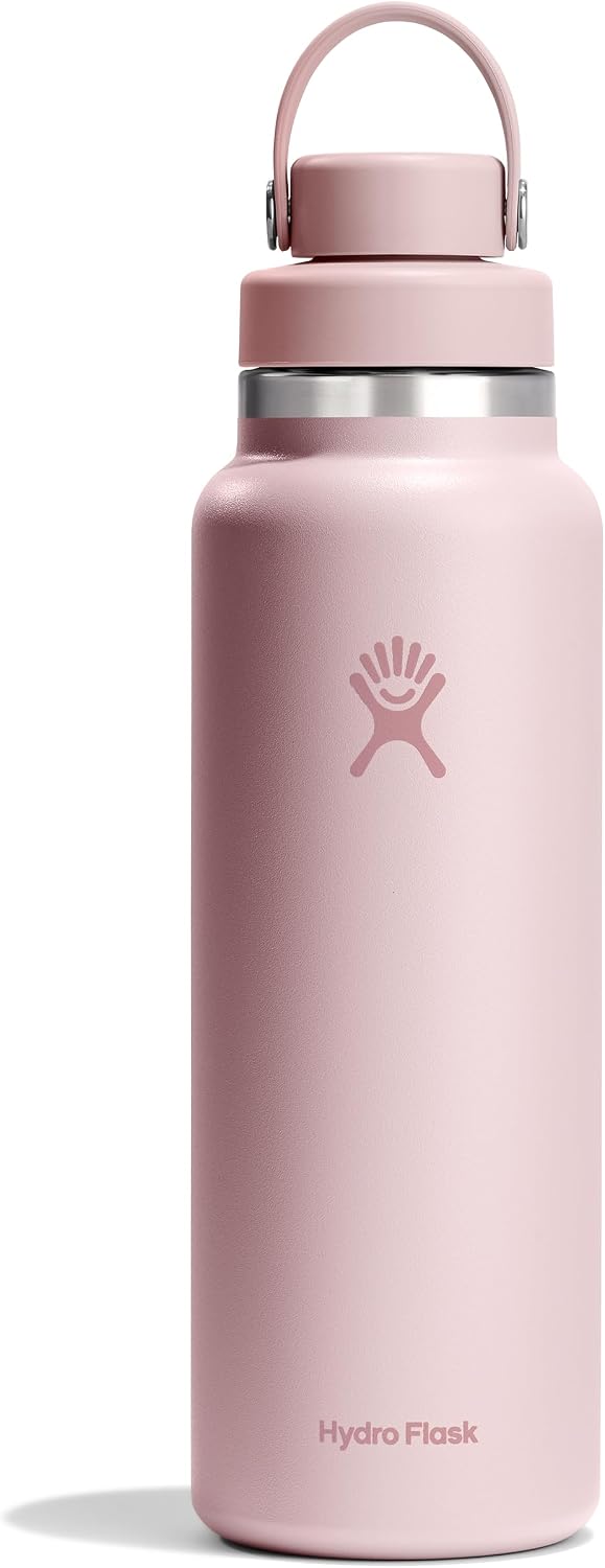 Hydro Flask Water Bottle - Insulated Stainless Steel - Wide Mouth Chug Lid, Non Spill, Leakproof in 40 Oz Tonal Trillium Pink