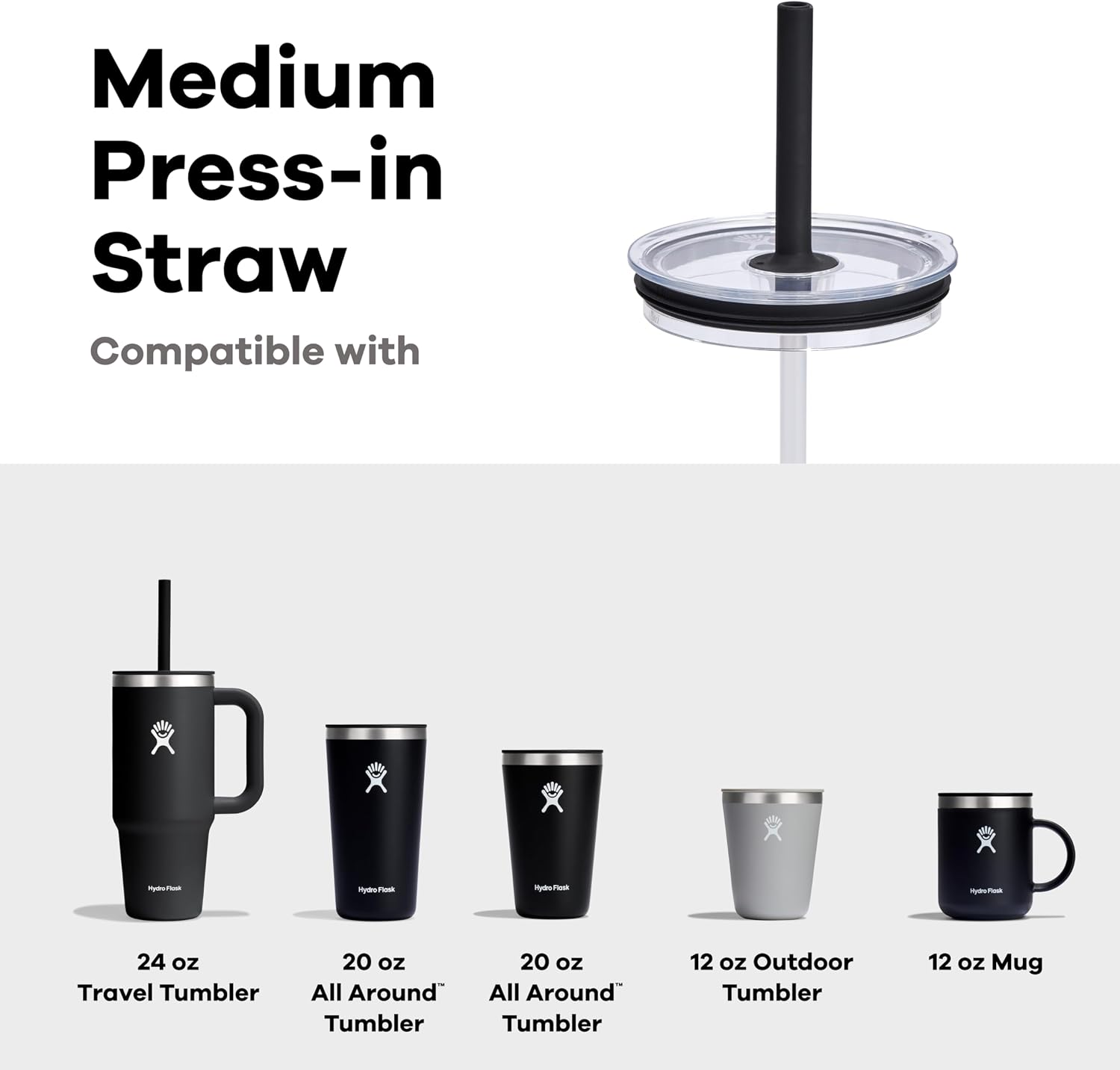 Hydro Flask Medium Press-in All Around Tumbler with Clear Straw Lid
