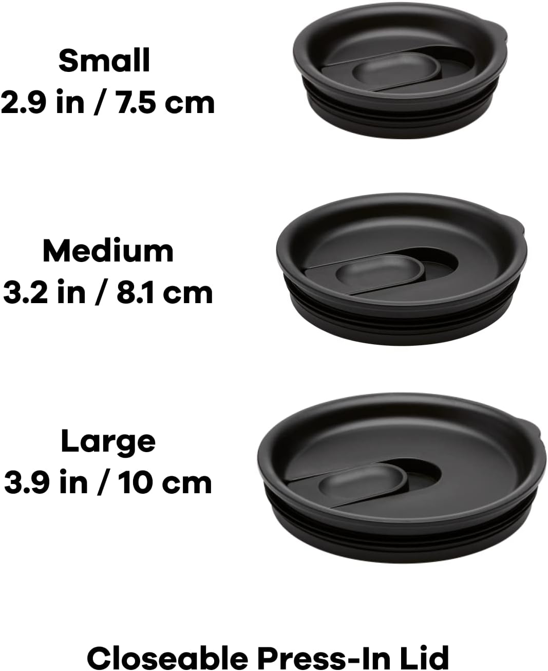 Hydro Flask- Small Closeable Press-In Lid Black - Coffee Lid Accessory