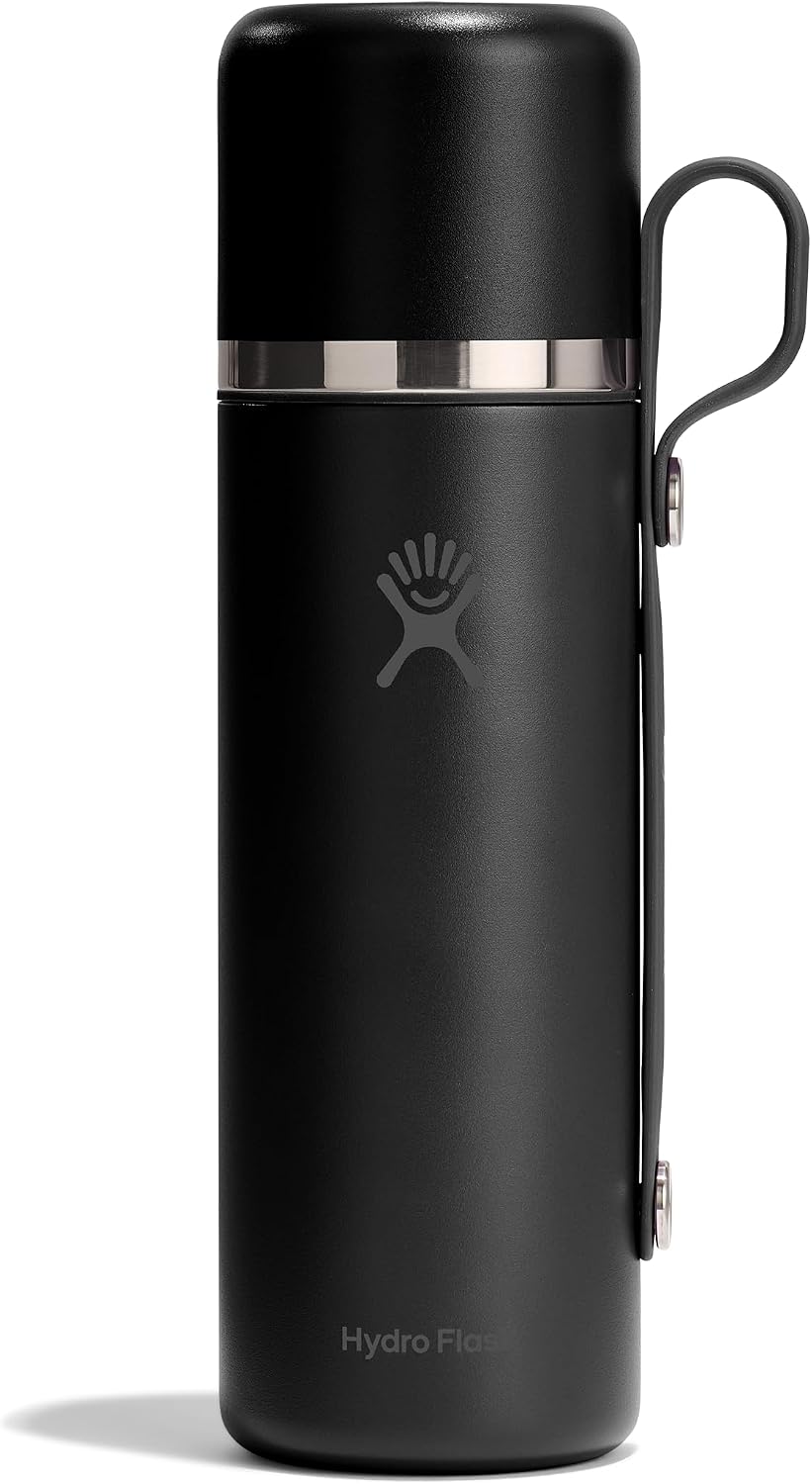 Hydro Flask Hot Flask & Cup – Insulated Stainless Steel, Hot Drink Travel Container for Coffee, Tea, & Soup 28 Oz Black