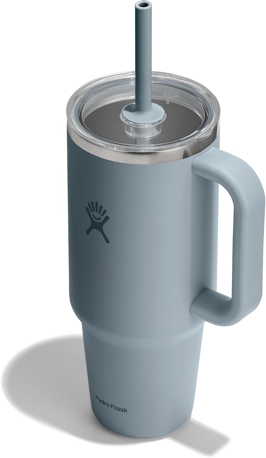 Hydro Flask Travel Tumbler with Handle, Clear Lid and Straw - Insulated Stainless Steel Shale Gray