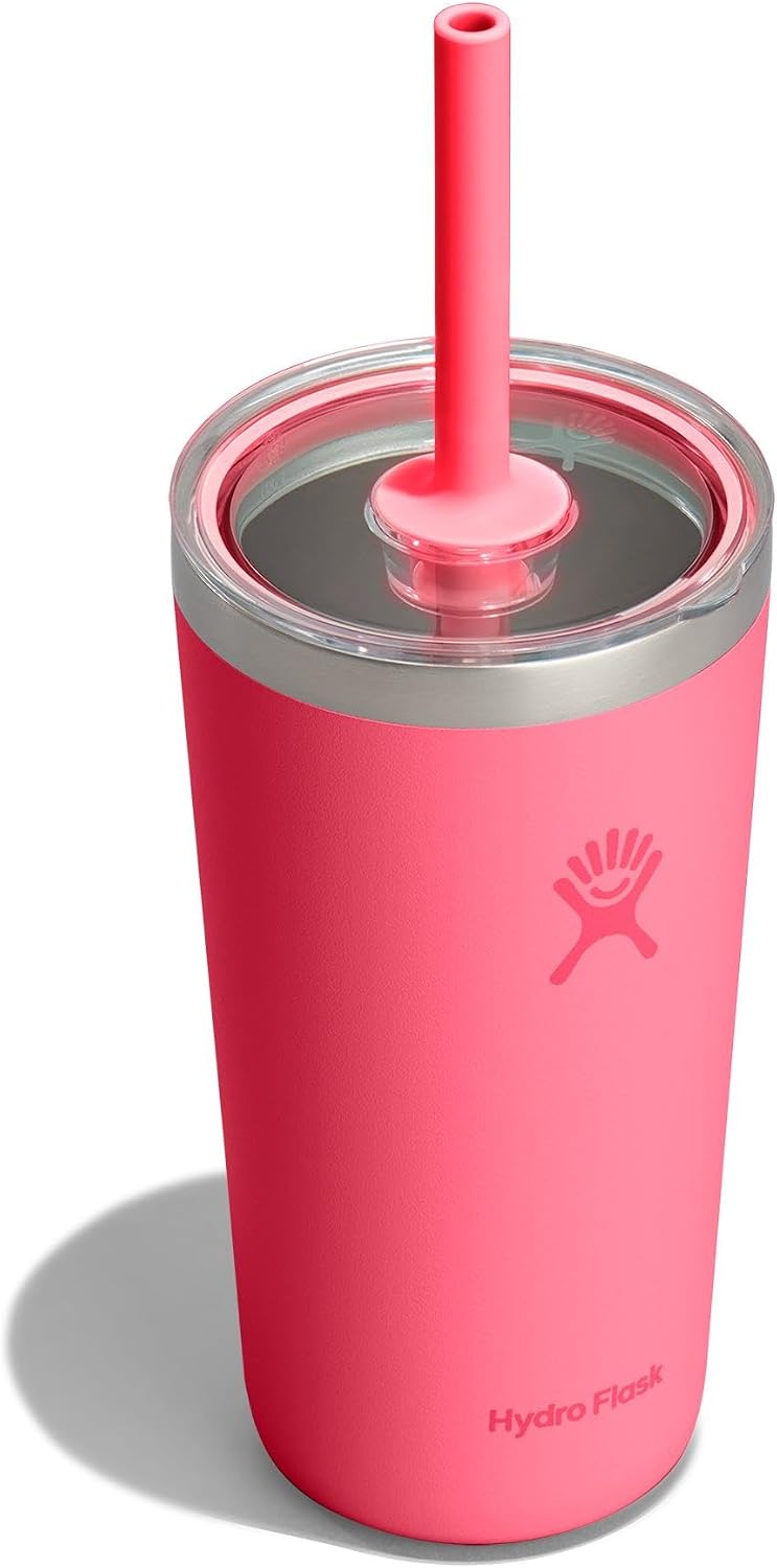 Hydro Flask All Around Tumbler Clear Straw Lid, Insulated Travel Mug, Insulated Coffee Cup 20 Oz Popstar Pink
