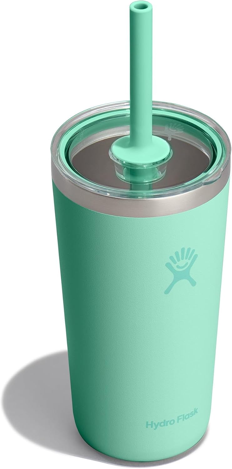 Hydro Flask All Around Tumbler Clear Straw Lid, Insulated Travel Mug, Insulated Coffee Cup 20 Oz Mermaid Green