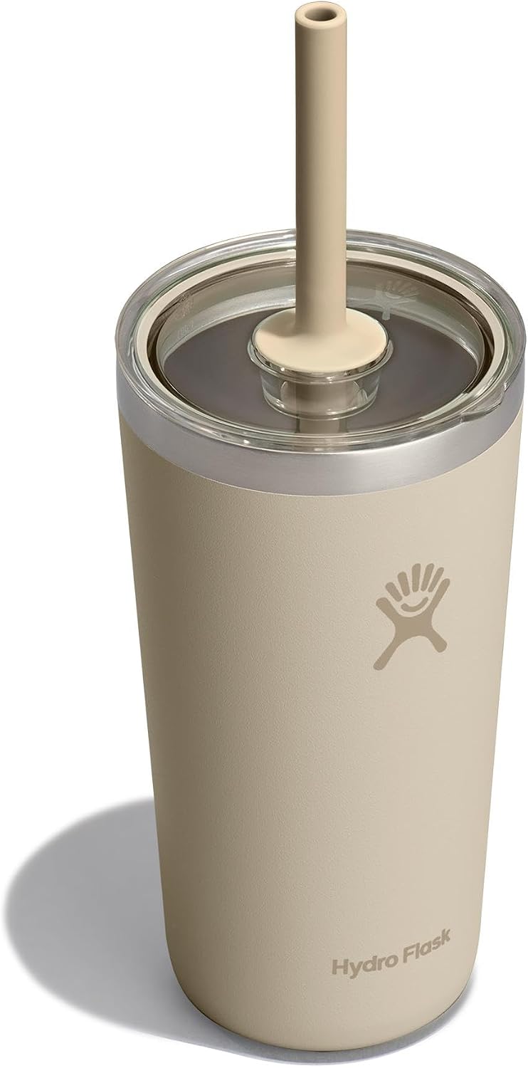 Hydro Flask All Around Tumbler Clear Straw Lid, Insulated Travel Mug, Insulated Coffee Cup 20 Oz Oat